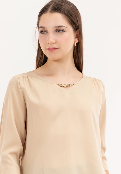 Krizia 3/4 Long Sleeve Blouse With Neck Detail