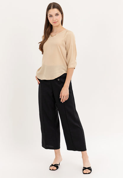 Krizia 3/4 Long Sleeve Blouse With Neck Detail