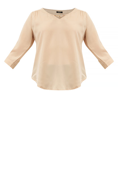 Krizia 3/4 Long Sleeve Blouse With Neck Detail