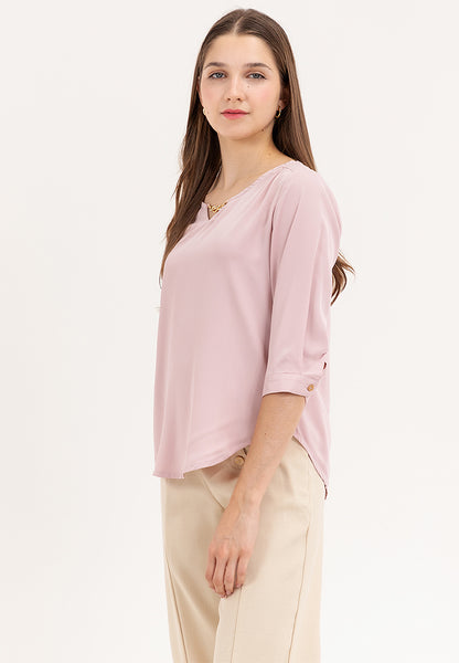 Krizia 3/4 Long Sleeve Blouse With Neck Detail