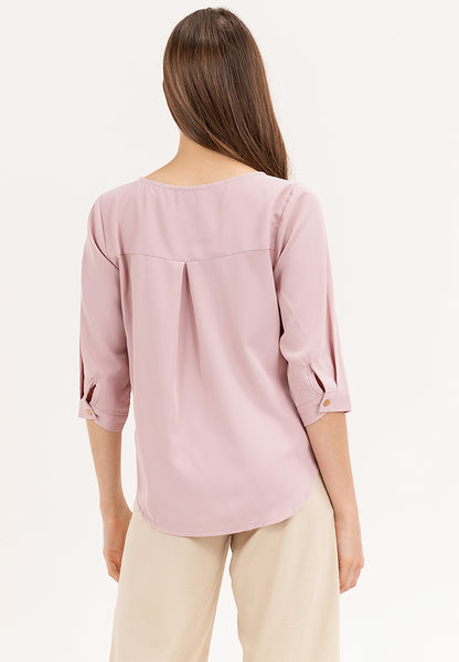 Krizia 3/4 Long Sleeve Blouse With Neck Detail