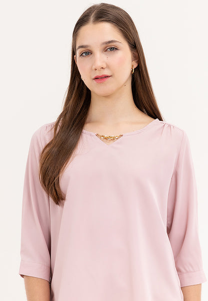 Krizia 3/4 Long Sleeve Blouse With Neck Detail