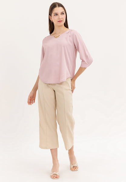 Krizia 3/4 Long Sleeve Blouse With Neck Detail