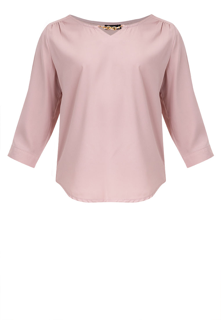 Krizia 3/4 Long Sleeve Blouse With Neck Detail