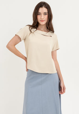 Krizia Wave Neck Detail Blouse Top