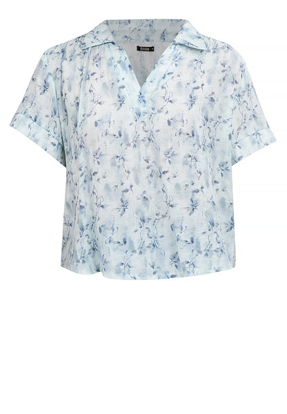 Krizia Printed Collared Blouse Tops