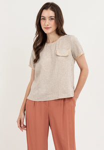 Krizia Tweed Blouse Top with Timmings