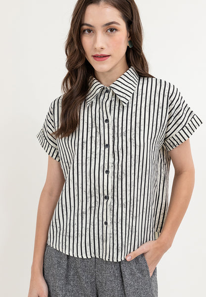 Krizia Button Down Collared Stripe Blouse