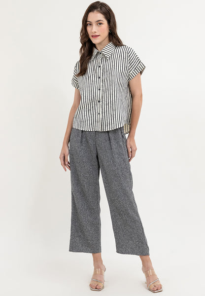 Krizia Button Down Collared Stripe Blouse