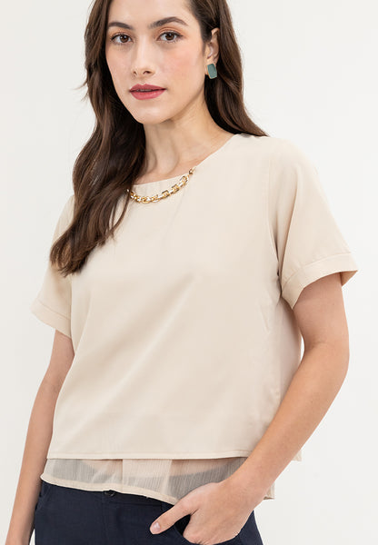 Krizia Tiered Basic Short Sleeve Top Blouse