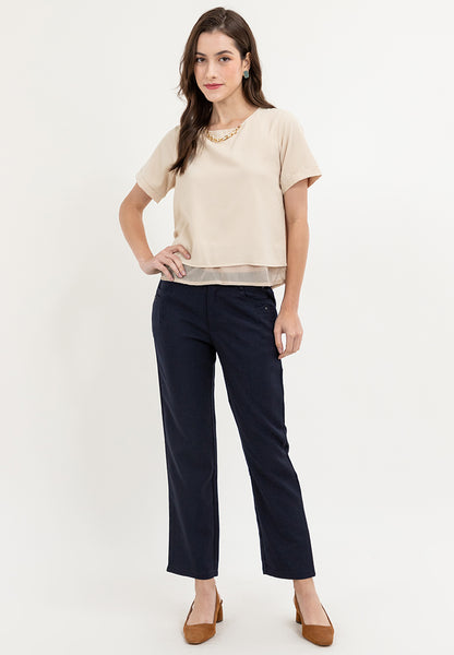 Krizia Tiered Basic Short Sleeve Top Blouse