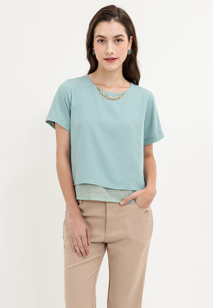 Krizia Tiered Basic Short Sleeve Top Blouse