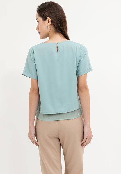 Krizia Tiered Basic Short Sleeve Top Blouse