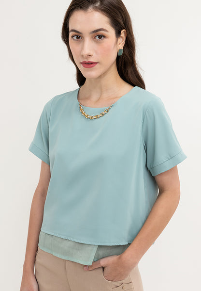 Krizia Tiered Basic Short Sleeve Top Blouse