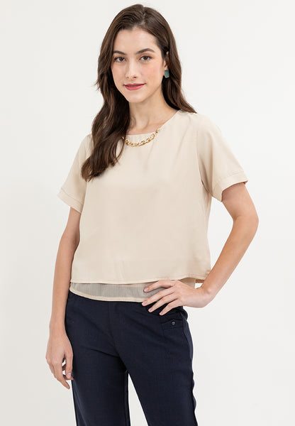 Krizia Tiered Basic Short Sleeve Top Blouse