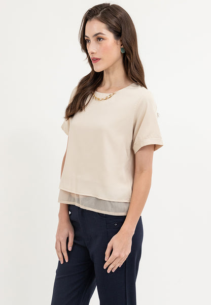 Krizia Tiered Basic Short Sleeve Top Blouse