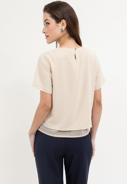 Krizia Tiered Basic Short Sleeve Top Blouse