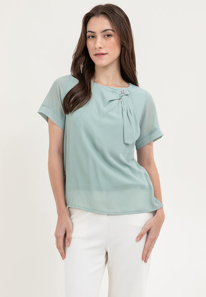 Krizia Round Neck Bow Detail Blouse Top