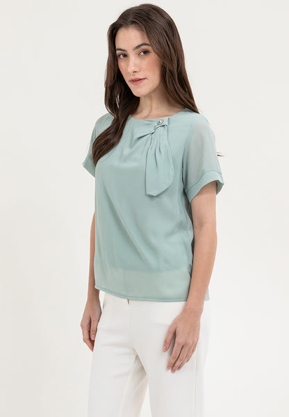 Krizia Round Neck Bow Detail Blouse Top