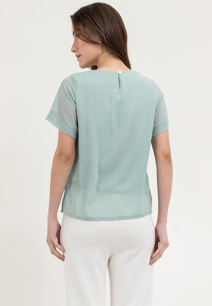 Krizia Round Neck Bow Detail Blouse Top