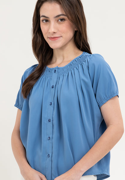 Krizia Puff Sleeve Button Down Blouse Top