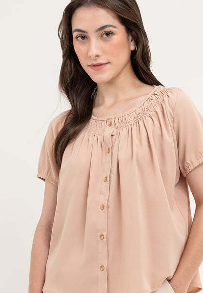 Krizia Puff Sleeve Button Down Blouse Top