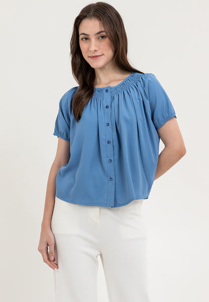 Krizia Puff Sleeve Button Down Blouse Top