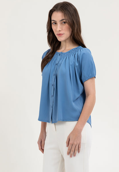 Krizia Puff Sleeve Button Down Blouse Top