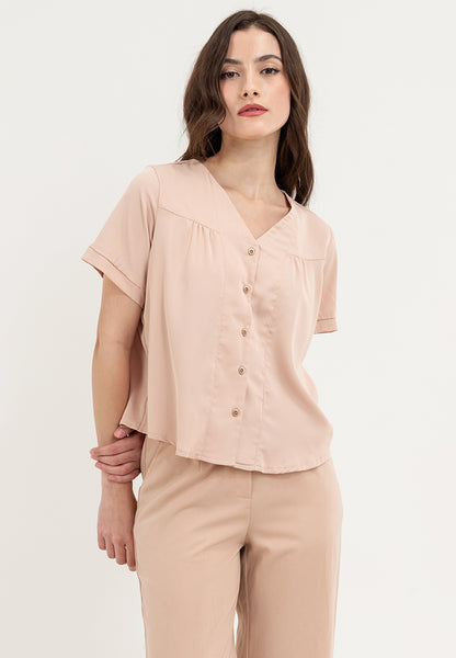 Krizia Button Down V-Neck Blouse Top