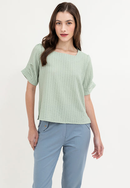 Krizia Square Neck Cotton Knits Stretch Plain Blouse Top