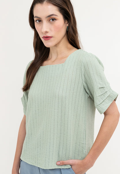 Krizia Square Neck Cotton Knits Stretch Plain Blouse Top