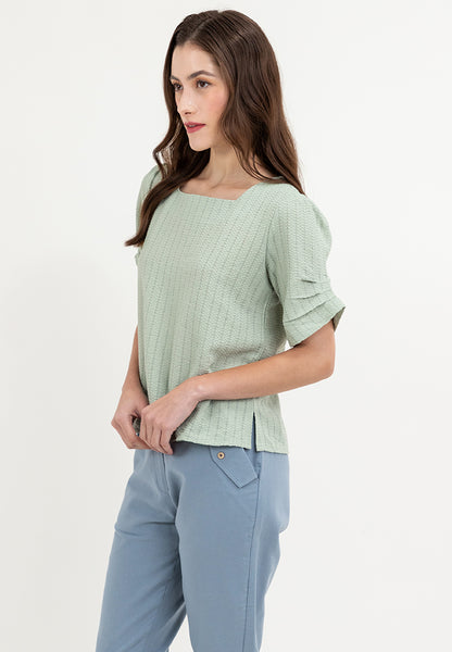 Krizia Square Neck Cotton Knits Stretch Plain Blouse Top