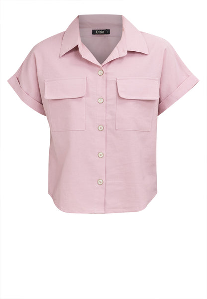 Krizia Crumpled Cotton Button Down Collared Blouse