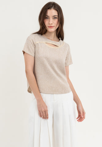 Krizia Front Keyhole Line Blouse Top