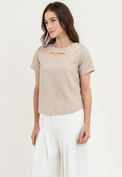 Krizia Front Keyhole Line Blouse Top