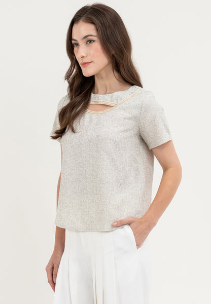 Krizia Front Keyhole Line Blouse Top