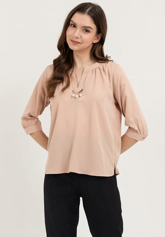 Krizia V-Neck Detachable Brooch Pin Blouse Top