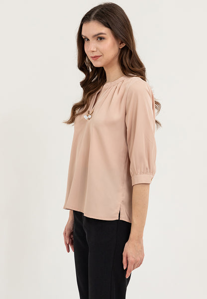 Krizia V-Neck Detachable Brooch Pin Blouse Top