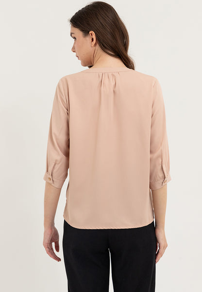 Krizia V-Neck Detachable Brooch Pin Blouse Top