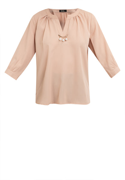 Krizia V-Neck Detachable Brooch Pin Blouse Top