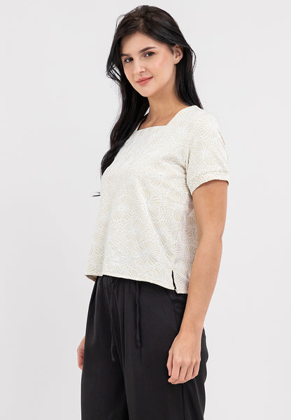 Krizia Special Fabric Square Neck Blouse Top