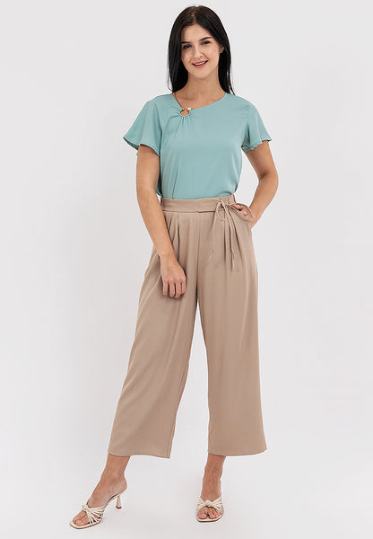 Krizia Pearl Detail Flares Sleeve Blouse