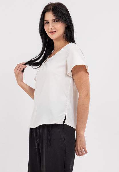 Krizia Pearl Detail Flares Sleeve Blouse