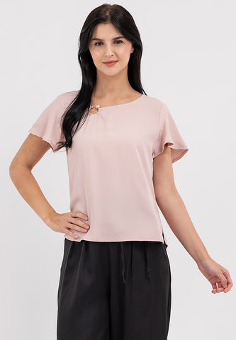 Krizia Pearl Detail Flares Sleeve Blouse