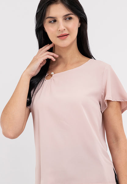 Krizia Pearl Detail Flares Sleeve Blouse