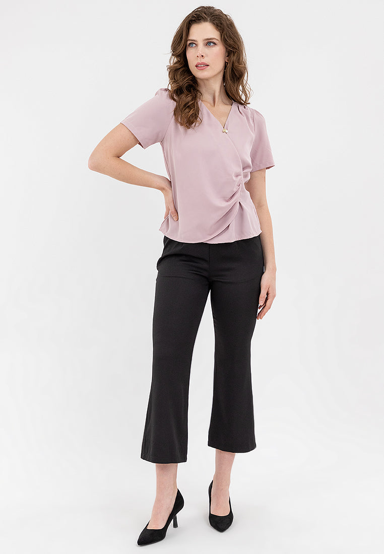 Krizia Wrap-style Design and Draped Pleats Blouse Tops