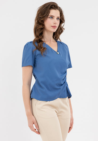 Krizia Wrap-style Design and Draped Pleats Blouse Tops