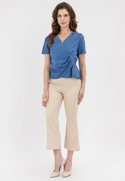 Krizia Wrap-style Design and Draped Pleats Blouse Tops