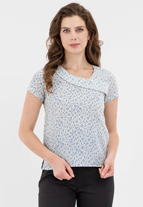 Krizia Decorative Ruffle Neckline Printed Blouse Top