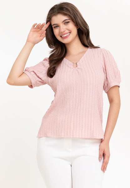 Krizia Pearl Detail Puff Sleeves Blouse Top